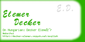 elemer decker business card